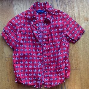 Janie & Jack Red Nautical Boat Print Button-Down Shirt